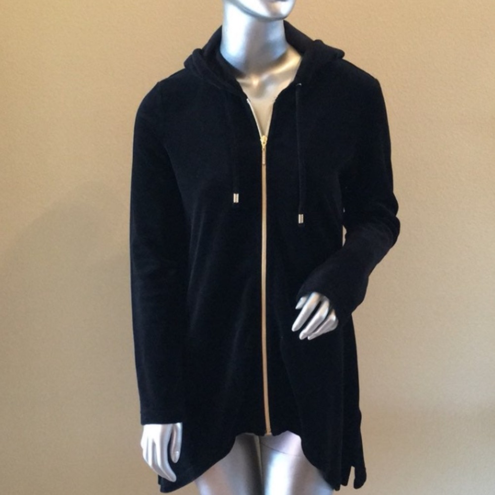 Chico's Black Velour Hoodie Size Medium